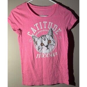 PS FROM AEROPOSTALE GIRLS SIZE 14 KIDS Catitude Meow Pink TEE SHIRT